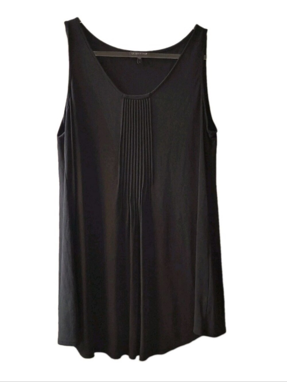 NWOT Eileen Fisher 100% Silk Pleated Front Tank Top Tunic Black Womens Large L